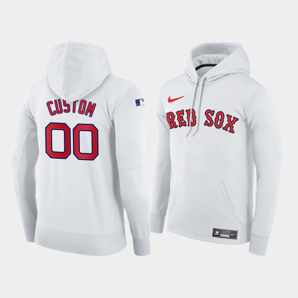 Men Boston Red Sox #00 Custom white home hoodie 2021 MLB Nike Jerseys